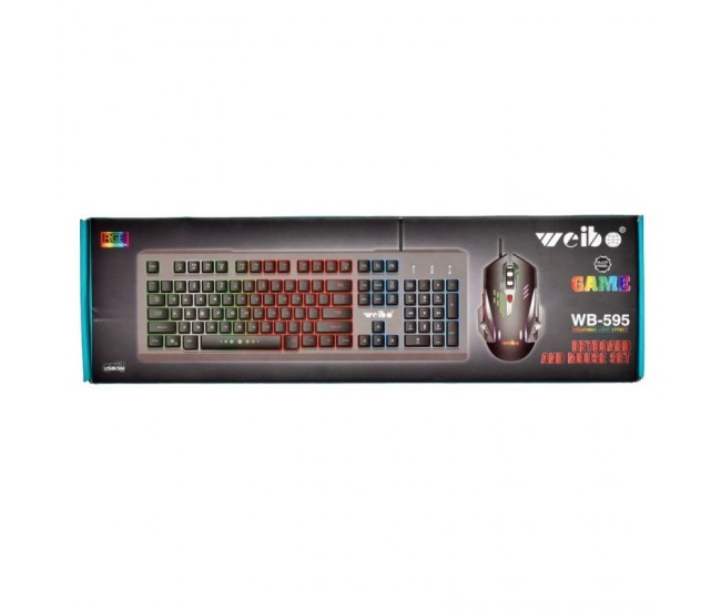 Set Gaming Tastatura si Mouse cu Leduri RGB si USB / WB-595