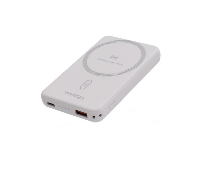 Baterie Externa 5000mAh, Power Bank Slim - Magnetic Wireless 15W, Usb /  TR-966 / Alb