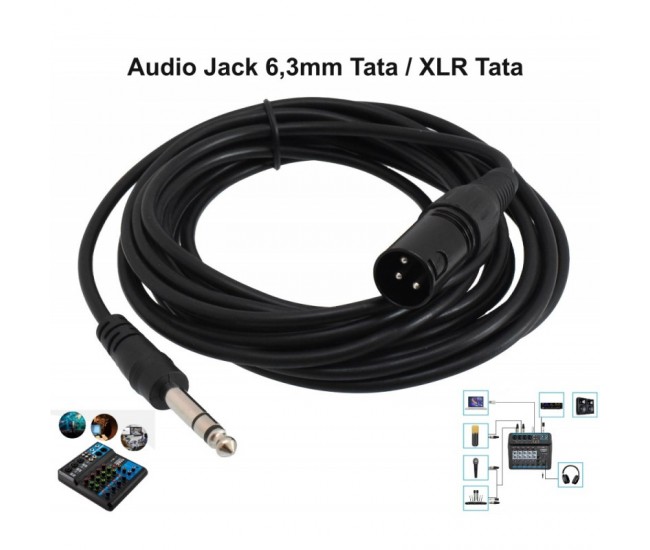 Cablu Audio Jack 6,3mm Tata - Xlr Tata / 5m