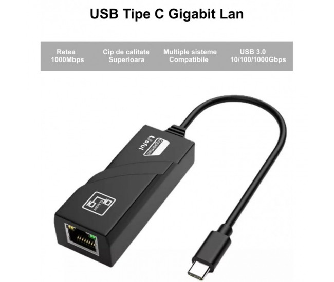 Adaptor LAN  Enternet / Gigabit UTP la USB Tip C