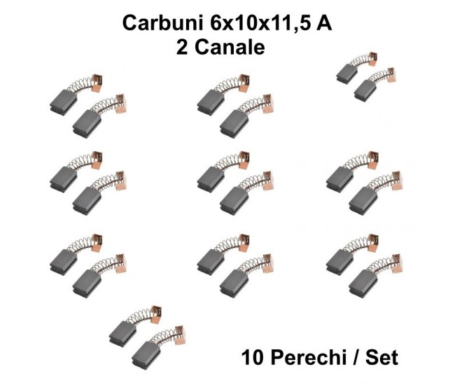 Perii Colectoare Carbuni 6x10x11,5 - A - 2 Canale / 10Set/Punga