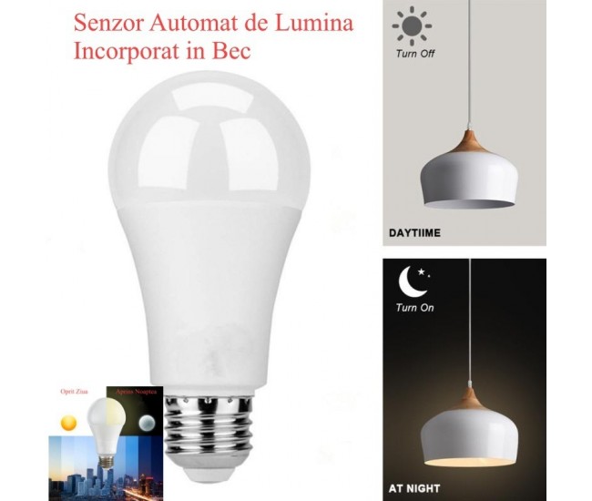 Bec cu LED si Senzor de Lumina E27-12W-6500K