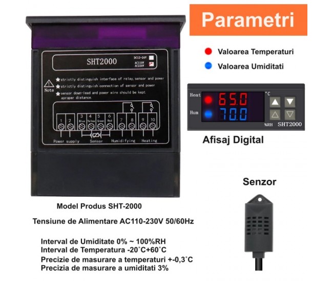 Controler Digital de Temperatura si Umiditate SHT-2000