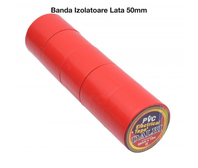 Banda Izolatoare Rosie din Pvc 50mm x 15m 5Buc/Set