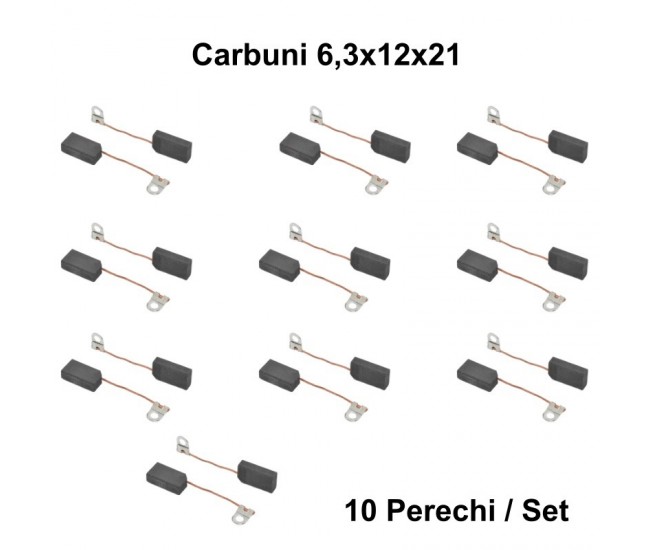 Perii Colectoare Carbuni 6,3x12x21- Papuc Ø 4mm / 10Set/Punga