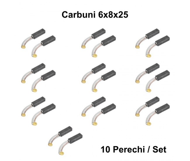 Perii Colectoare Carbuni 6x8x25 cu Arc - o / 10Set/Punga