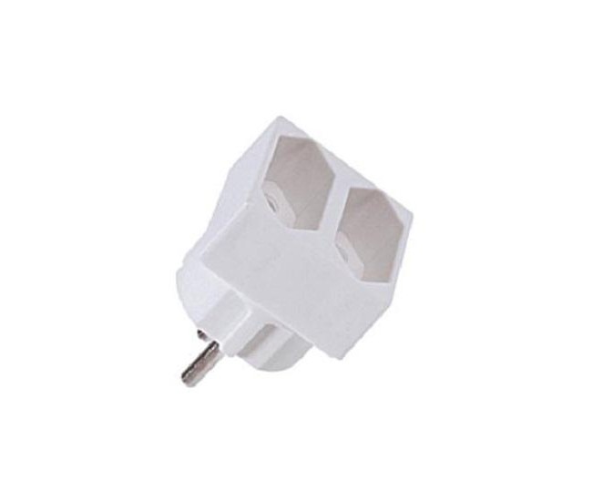 Stecker dublu Bachmann, 2 prize, 230V, 2.5A, culoare alba