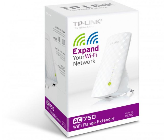 Wireless Range Extender TP-Link RE200, AC750, 3 antene interioare, Wall