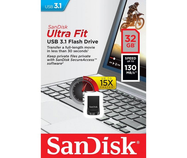 Memorie USB Flash Drive SanDisk Ultra Fit, 32GB, USB 3.1