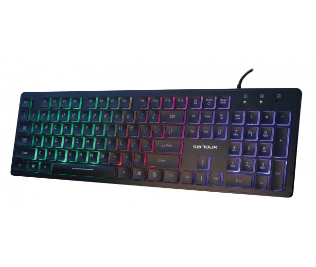 Tastatura Serioux 9500i, cu fir, US layout, iluminata, taste tip