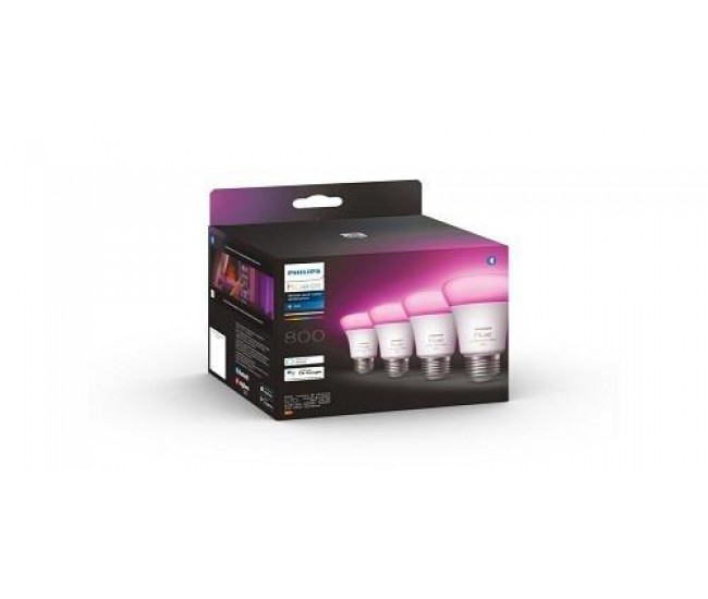 Pachet 4 becuri LED RGB inteligente Philips Hue, Bluetooth, Zigbee,