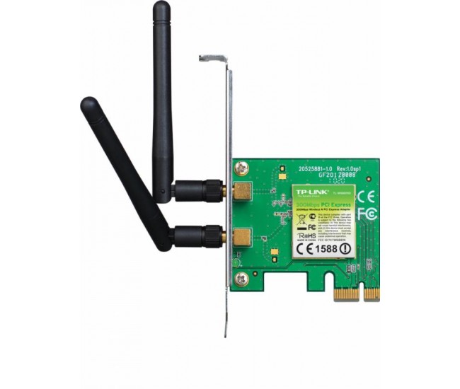 Adaptor wireless TP-Link, N300, PCI-E, 2 antene detasabile