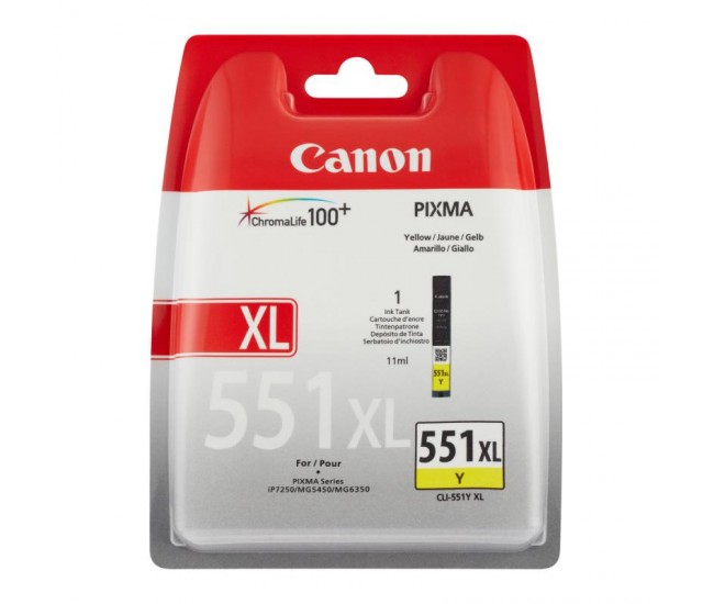 Cartus cerneala Canon CLI-551XL, yellow, capacitate 11ml, pentru Canon Pixma