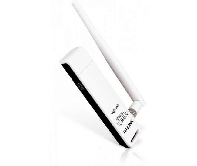 Adaptor wireless TP-Link, N150 HIGH GAIN, USB2.0, antena detasabila 4dBi,