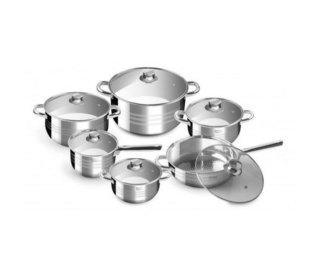 Set oale cu capac, inox, 12 piese, Perfect Home Diamond