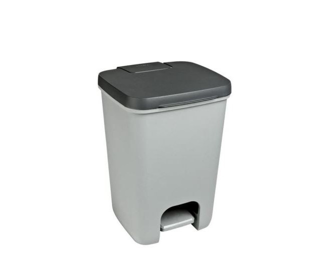 Cos de gunoi cu pedala, plastic, gri, 20 L, 30.3x29.4x42.8 cm, Curver