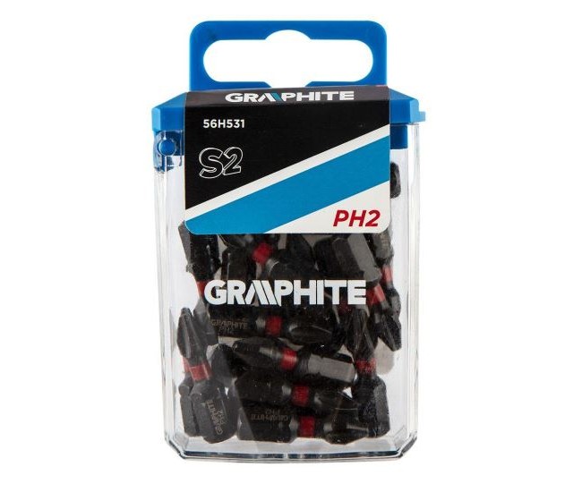 Varfuri, biti, de impact, PH2, 1/4, set 20 buc, PH2x25 mm, Graphite