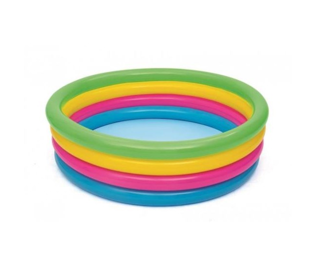 Piscina gonflabila pentru copii, rotunda, curcubeu, 157x46 cm, Bestway Rainbow 