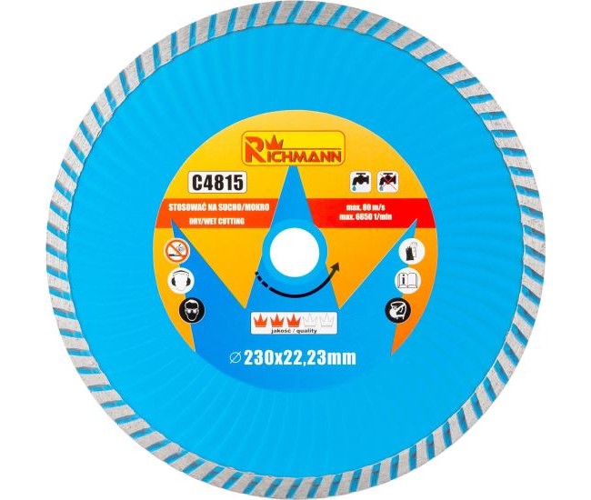 Disc diamantat super turbo, beton, taiere rapida umeda si uscata, 230 mm/22.23 mm, Richmann