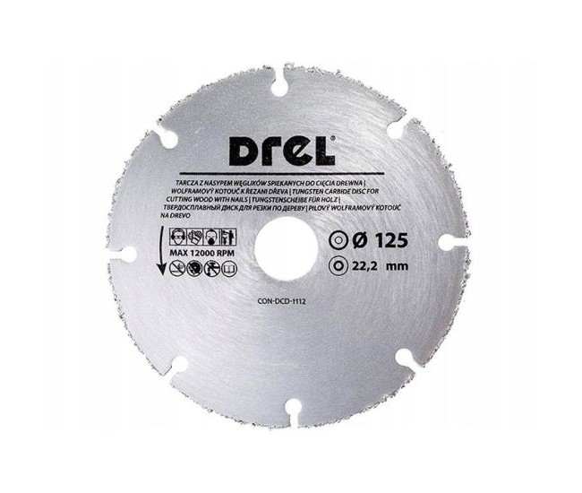 Disc diamantat segmentat, lemn, taiere uscata, 125 mm/22.2 mm, Drel