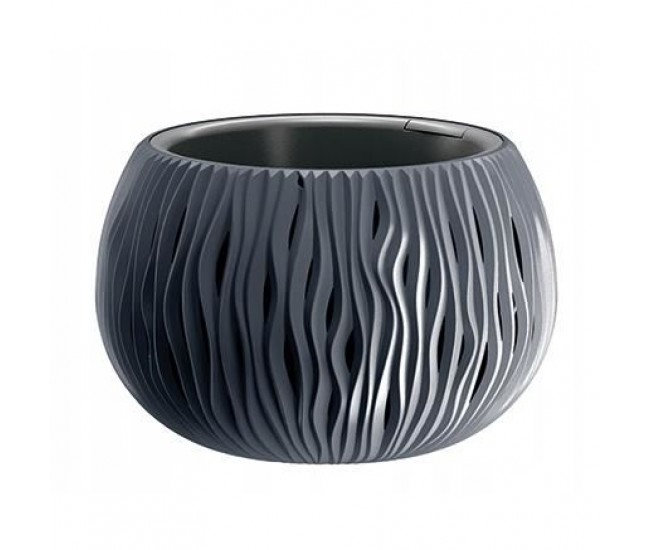 Ghiveci decorativ de flori, rotund, antracit, 29x19.5 cm, Sandy Bowl