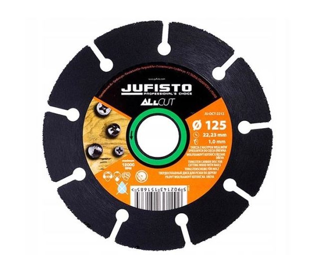 Disc diamantat segmentat, lemn, taiere uscata, 125 mm/1.0 mm, Jufisto