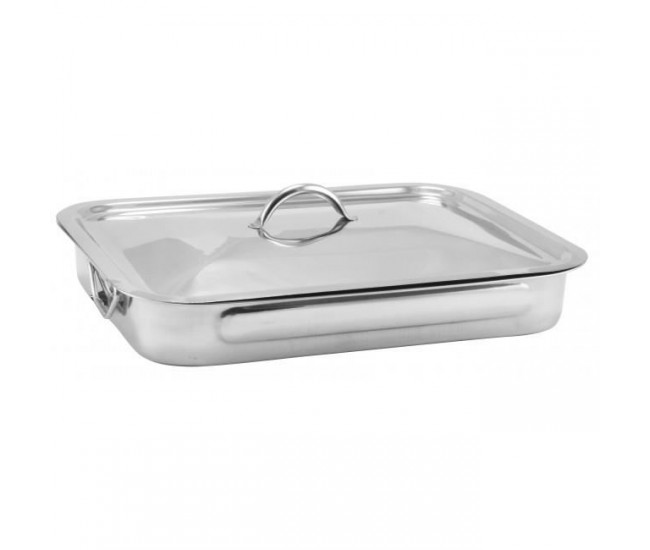 Tava cu capac pentru gratar, inox, 34.5x22.5x5.5 cm, Perfect Home