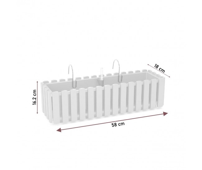 Jardiniera decorativa, suport metalic, sistem irigare,​​​​​​​ maro, 58x18x16.2 cm, Boardee Fencycase W 