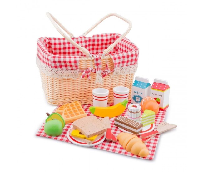 Cos de picnic cu accesorii din lemn - joc de rol