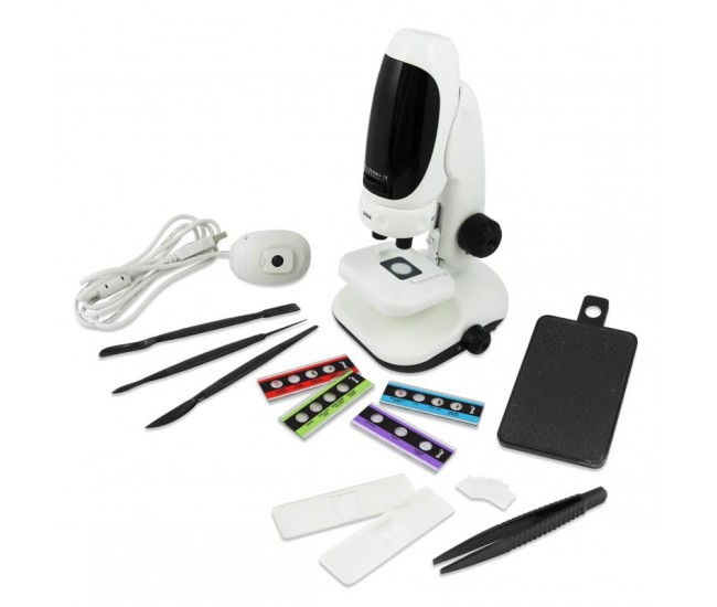 Set de stiinta 3 in 1 - microscop video digital cu putere de 400x