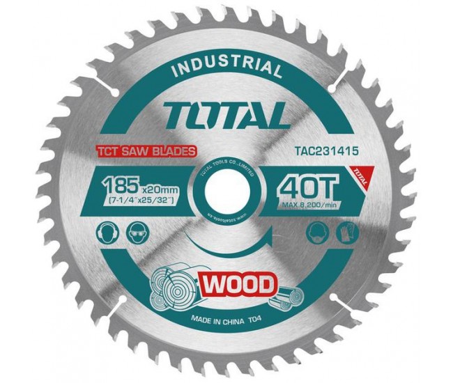 TOTAL - PANZA FERASTRAU TCT PENTRU LEMN - 185X20MM(INDUSTRIAL)