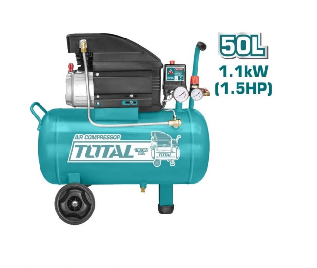 TOTAL - COMPRESOR AER 1100W, 50L, 8BAR