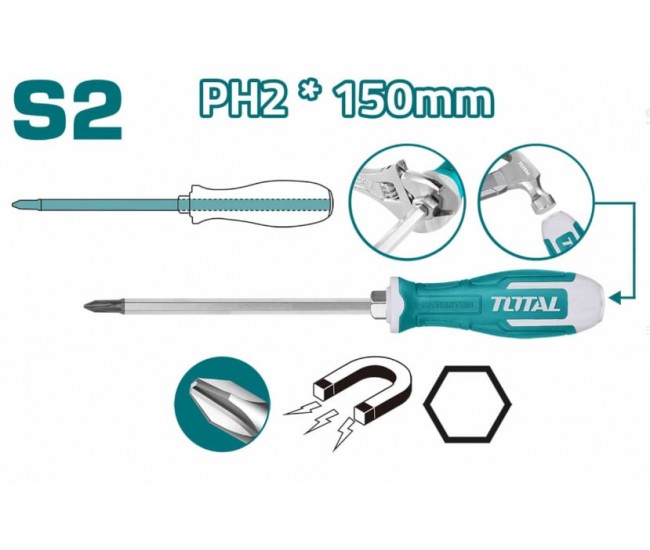 TOTAL - Surubelnita mecanica Phillips- PH2 - 6.0mm- 150mm (INDUSTRIAL)