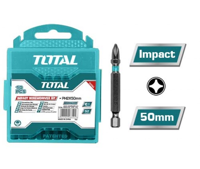 TOTAL - Set 10 biti de impact PH2x50mm