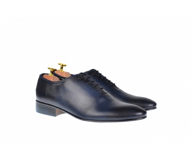 Pantofi barbati eleganti din piele naturala bleumarin - 024BLM