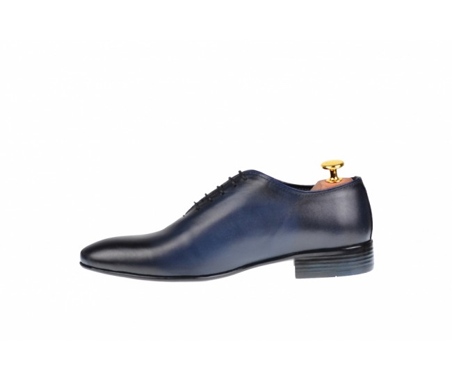 Pantofi barbati eleganti din piele naturala bleumarin - 024BLM