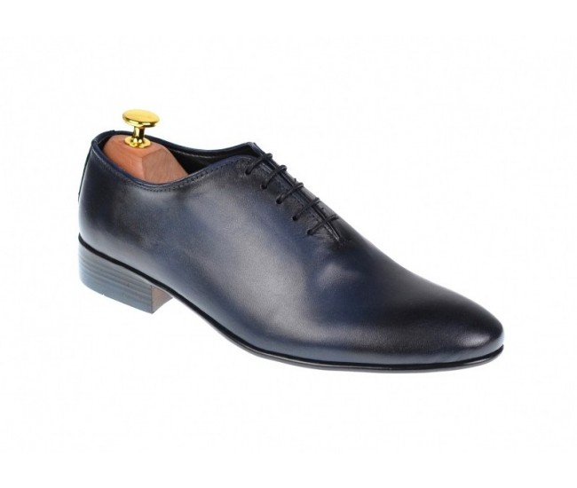 Pantofi barbati eleganti din piele naturala bleumarin - 024BLM