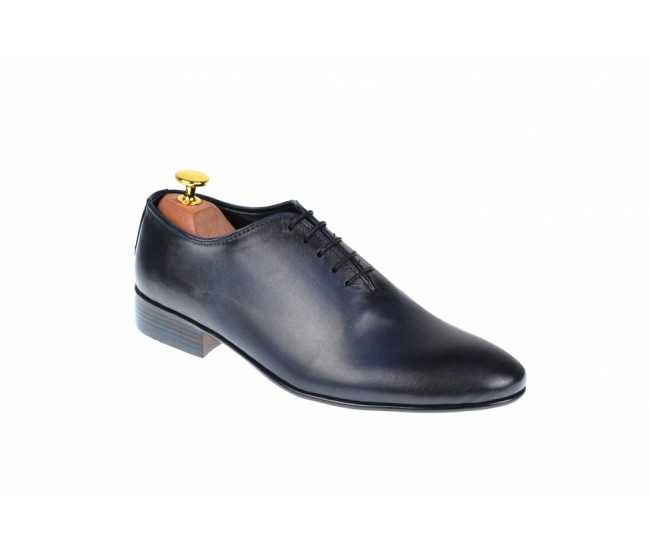 Pantofi barbati eleganti din piele naturala bleumarin - 024BLM