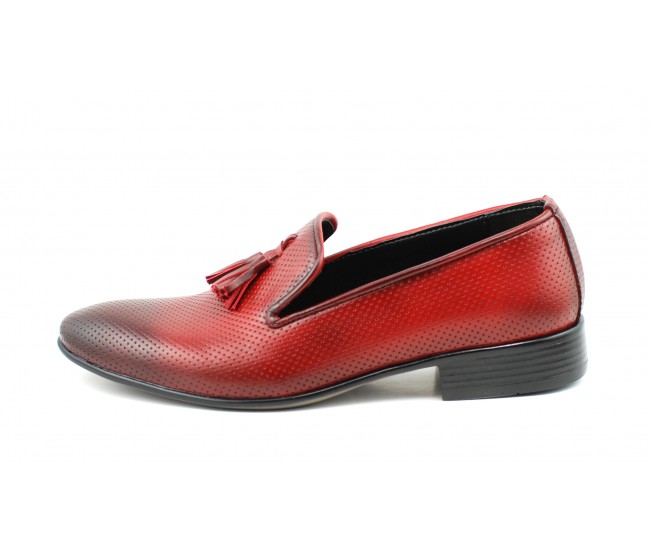 Pantofi barbati, piele naturala, rosu - 036RED