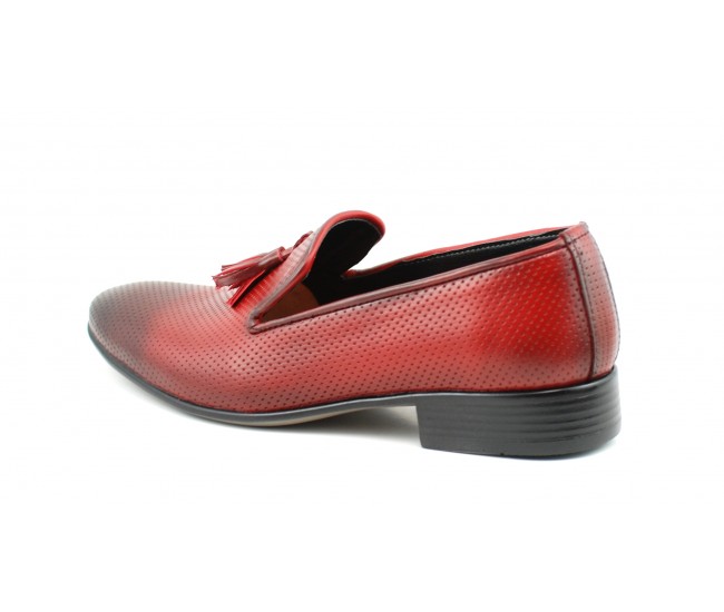 Pantofi barbati, piele naturala, rosu - 036RED