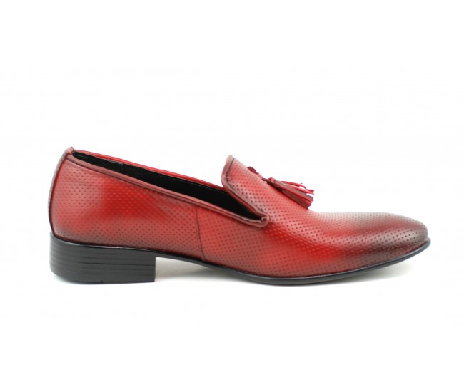 Pantofi barbati, piele naturala, rosu - 036RED