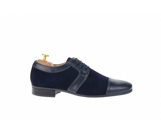 Pantofi barbati eleganti din piele naturala bleumarin inchis - 1006BLM