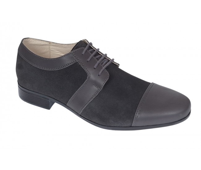 Pantofi barbati eleganti din piele naturala, culoare gri inchis - 1006GRI