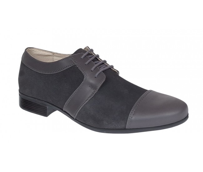 Pantofi barbati eleganti din piele naturala, culoare gri inchis - 1006GRI