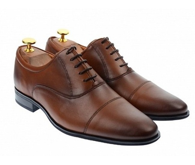 OFERTA MARIMEA  40  -  Pantofi barbati eleganti, cu siret, din piele naturala maro coniac - 347CONIAC 