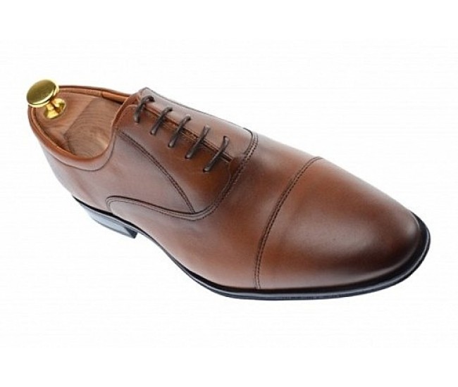 OFERTA MARIMEA  40  -  Pantofi barbati eleganti, cu siret, din piele naturala maro coniac - 347CONIAC 