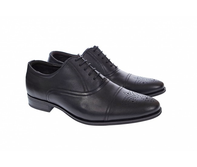 OFERTA MARIMEA  39,  44  -Pantofi barbati eleganti, cu siret, din piele naturala neagra - L356NEGRU