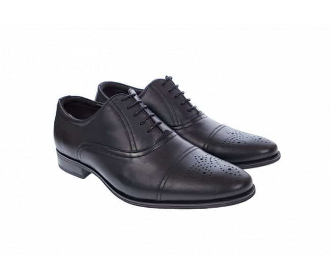 OFERTA MARIMEA  39,  44  -Pantofi barbati eleganti, cu siret, din piele naturala neagra - L356NEGRU