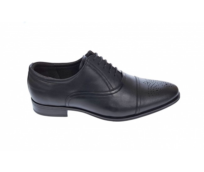 OFERTA MARIMEA  39,  44  -Pantofi barbati eleganti, cu siret, din piele naturala neagra - L356NEGRU