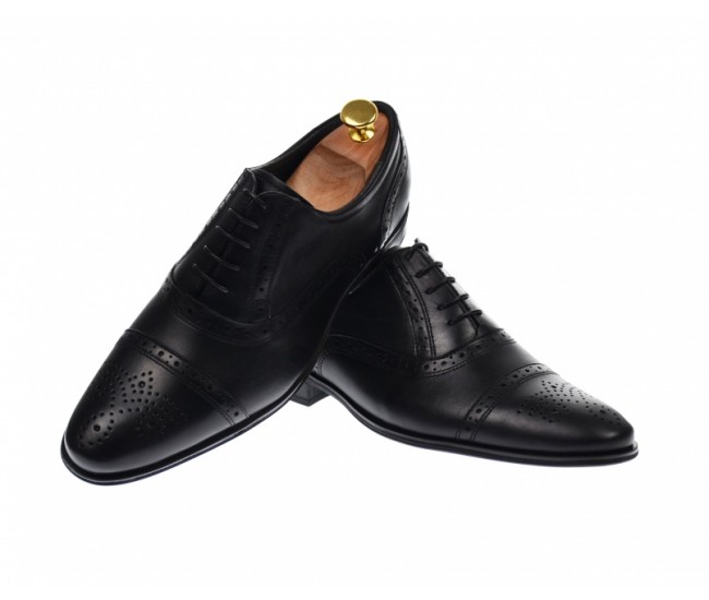 Pantofi barbati eleganti, cu siret, din piele naturala neagra - 359NEGRU